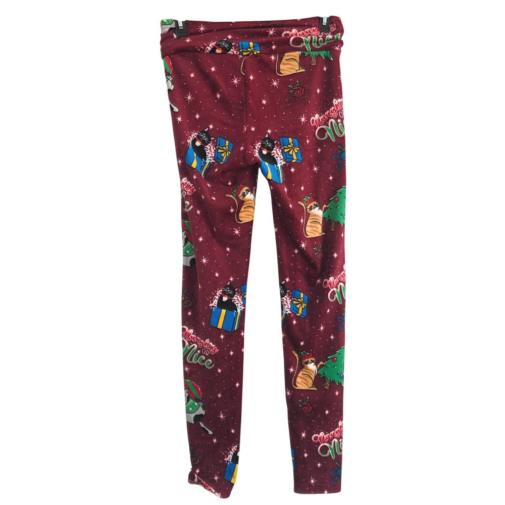 Christmas Cats Pajama Leggings Pants S/M Red Holiday Fun‎